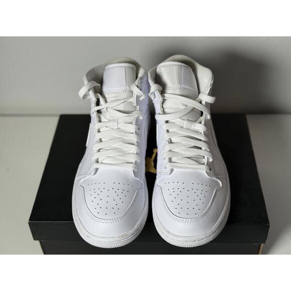 Nike Air Jordan 1 Mid “Triple White” Men’s Size 8 | Clean Classic All-White - Picture 7 of 10